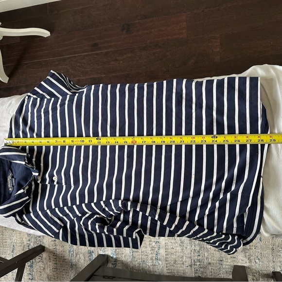 Brooks Brothers Original Fit Polo Shirt Large Navy White Striped - Picture 9 of 9